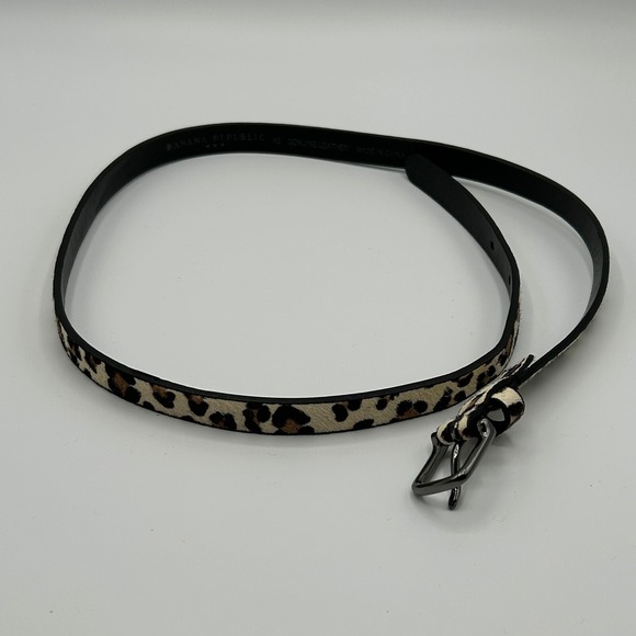 Banana Republic Leopard Calf Hair Skinny Belt Set 2 Genuine Leather XS Neutral main image 7